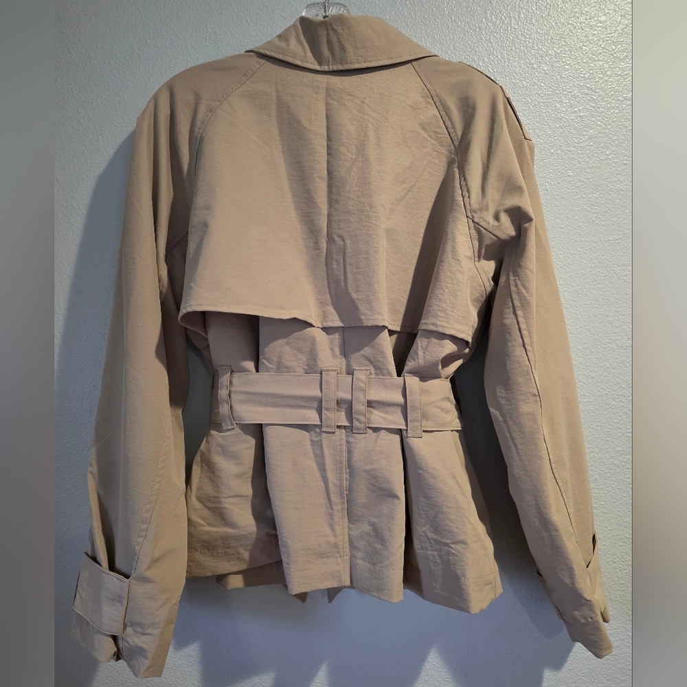 Women's Short Trench Coat A New Day Tan L - Picture 3 of 5